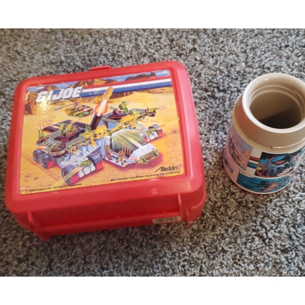 Vintage 1990 GI Joe Aladdin Red‎ Plastic Lunch Box w/ Thermos Missing Lid
